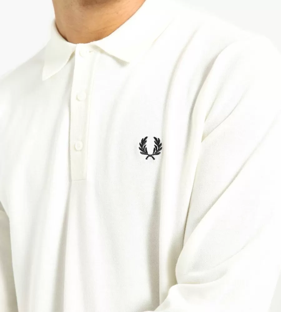 FRED PERRY | Suéter clásico tejido blanco puro - Elegancia británica reinventada