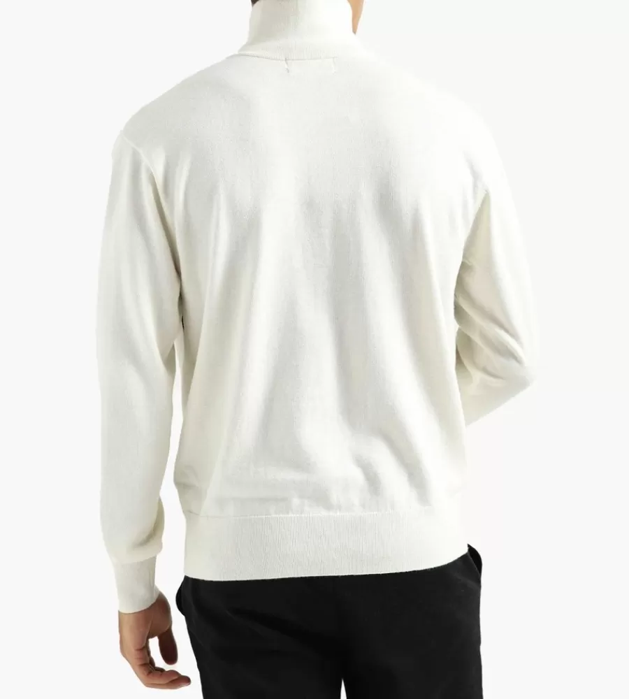 FRED PERRY – Suéter con diseño de diamantes tejido artesanal en blanco nieve | Estilo clásico premium