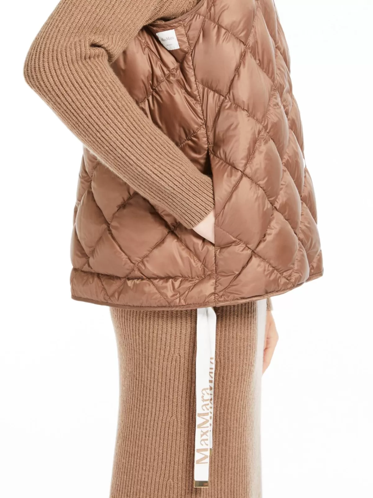 Chaleco acolchado Max Mara en lona impermeable - Marrón cálido para clima fresco