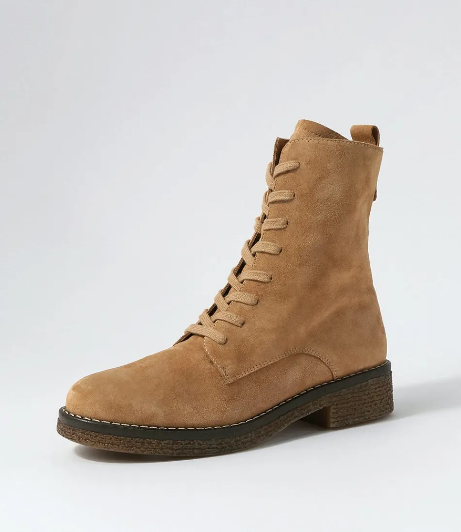 Botas Mujer DJANGO & JULIETTE - Estilo Gipsiee en Ante Color Nuez, Tobillo Casual Elegante