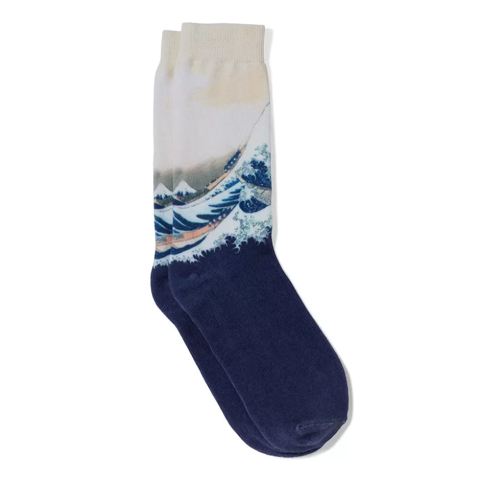Calcetines Masculinos con el Iconico Diseño de La Gran Ola de Kanagawa - Colección The Met - Accesorios Únicos