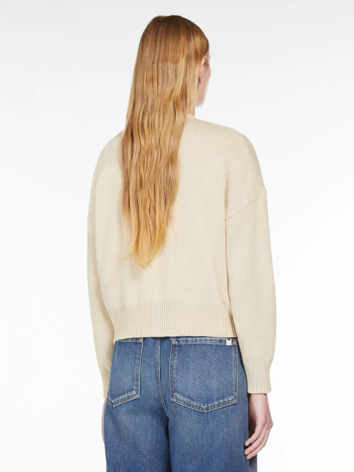 Cardigán de algodón con delicados detalles de encaje Max Mara - Beis suave