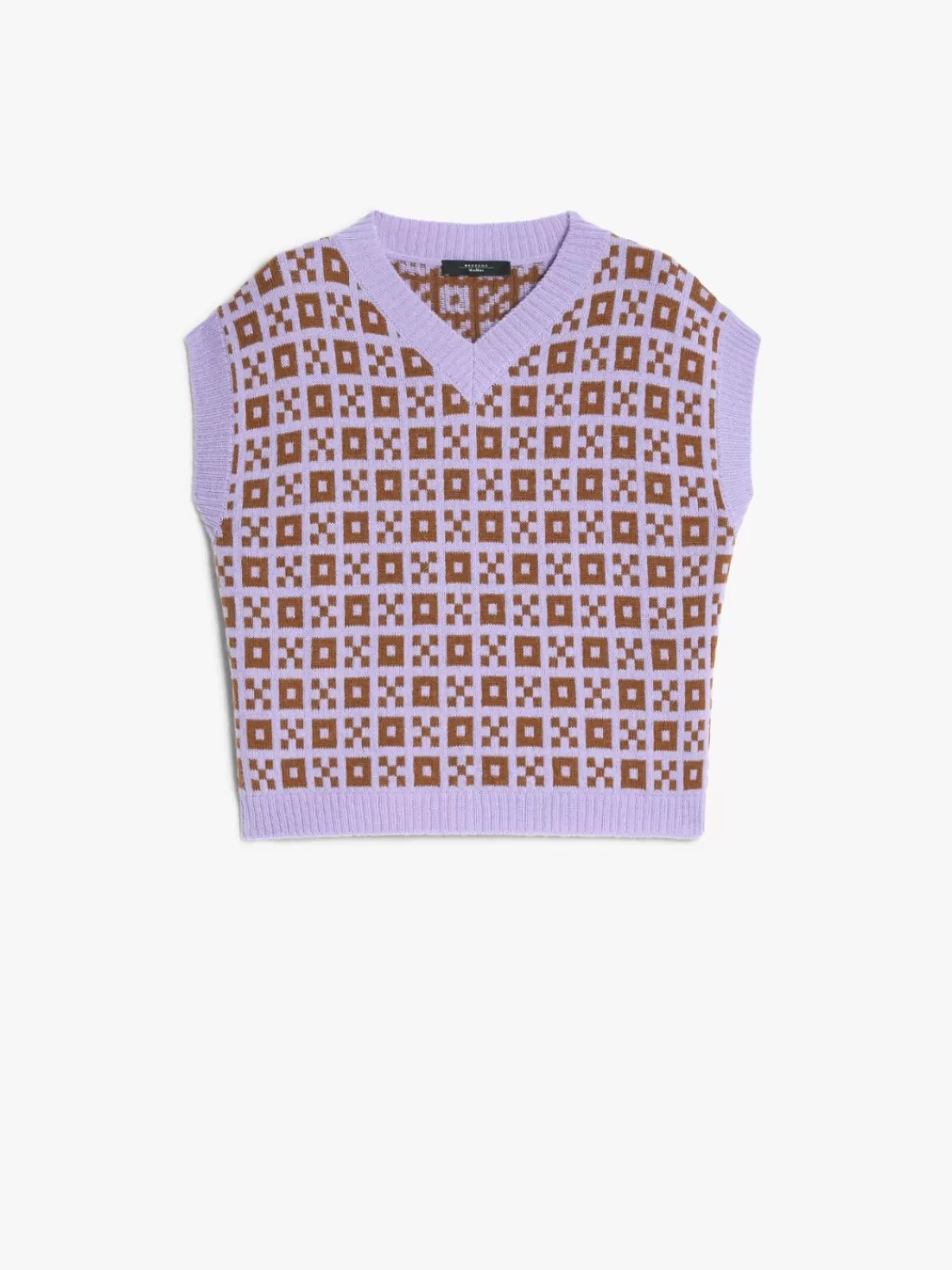 Max Mara - Chaleco acanalado en alpaca y lana jacquard, tono lila suave