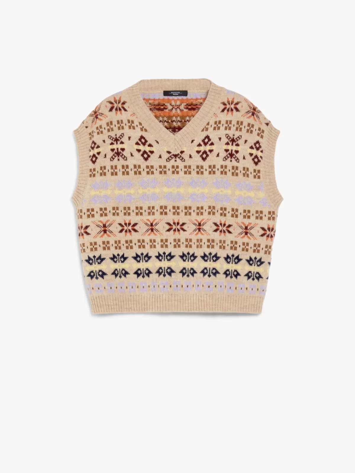 Chaleco acolchado Max Mara en jacquard - Mezcla cálida de alpaca y lana natural, tono arena desértico