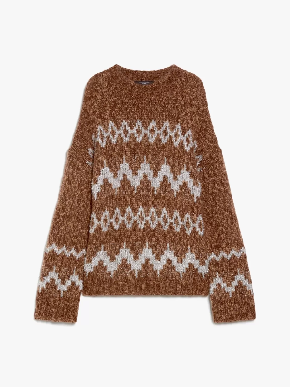 Suéter de invierno Max Mara en lana mohair jaspeada - Color tabaco cálido tejido a máquina