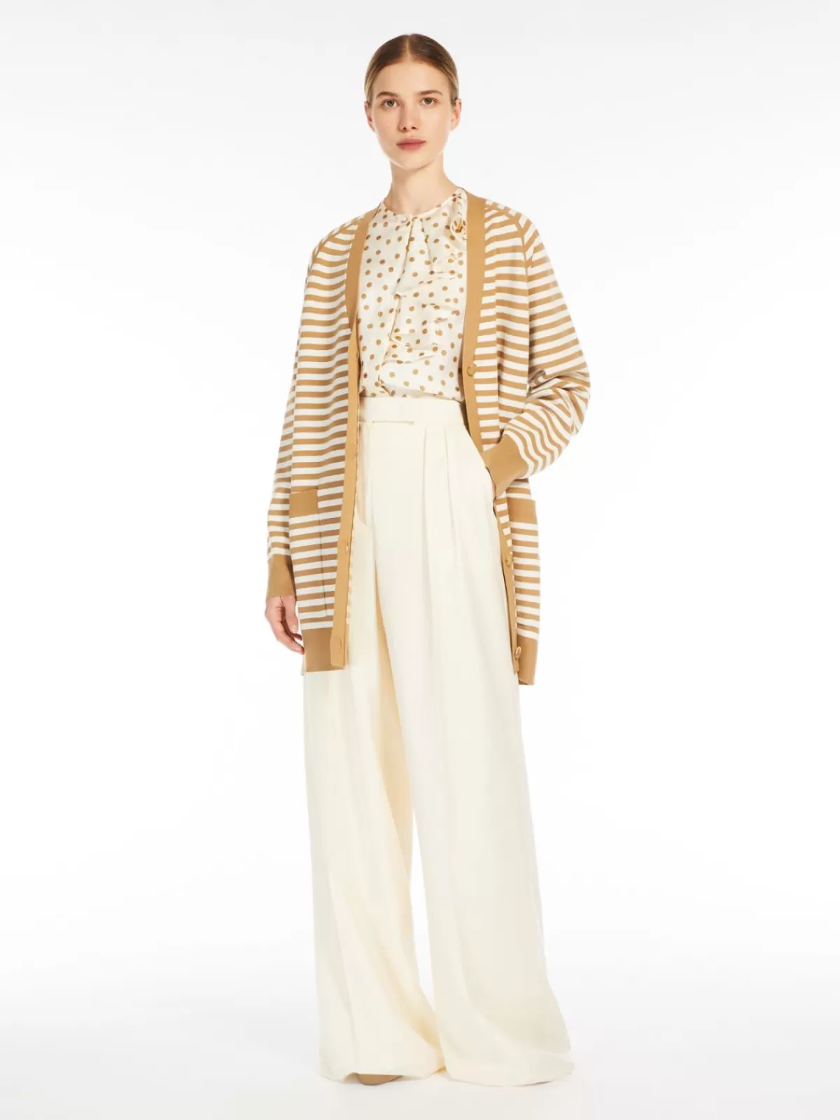 Cardigán Jacquard en viscosa suave - Tono miel cálido | Max Mara diseño clásico
