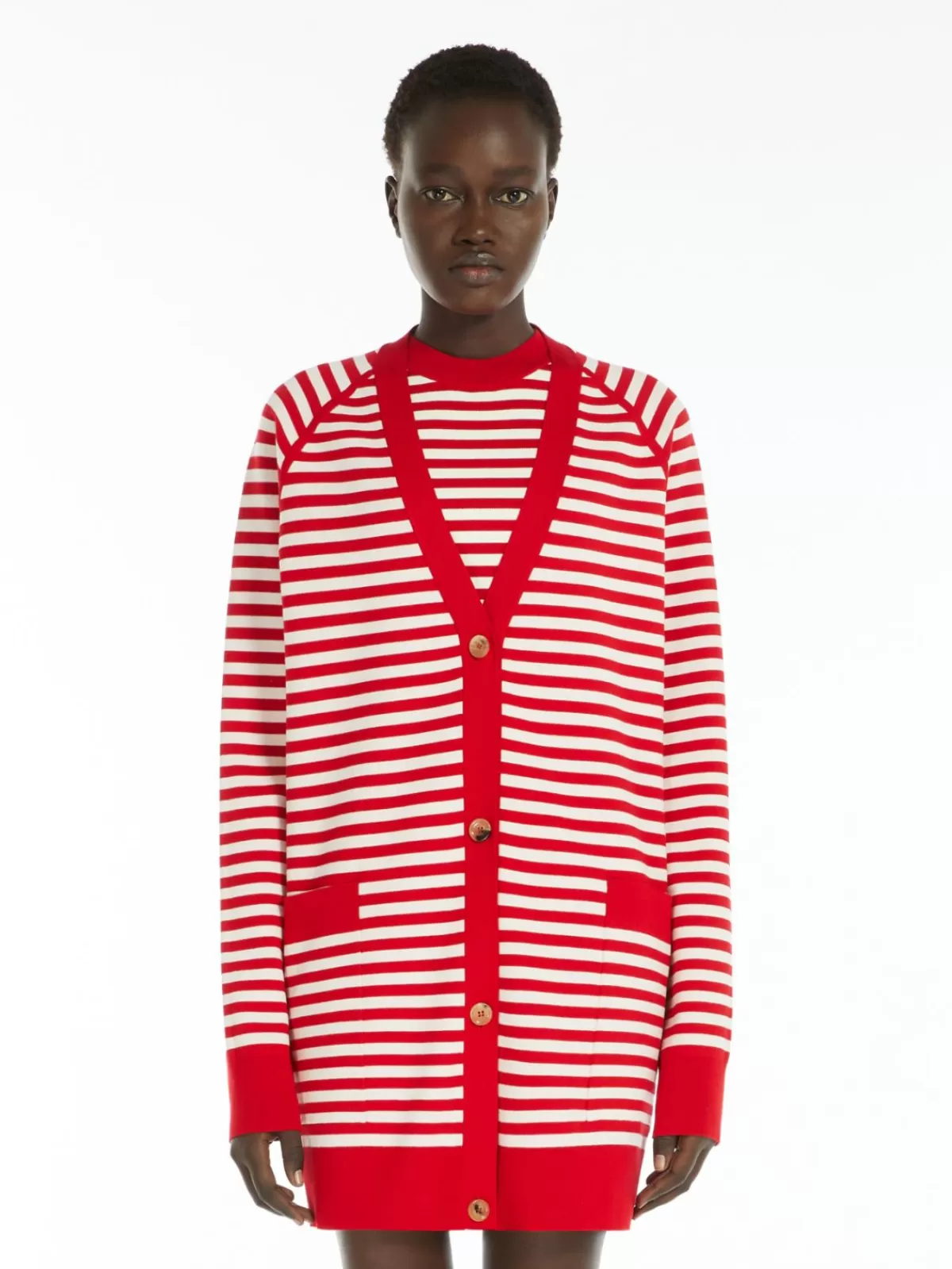 Chaqueta de punto Max Mara en jacquard de viscosa - Rojo intenso para un estilo elegante