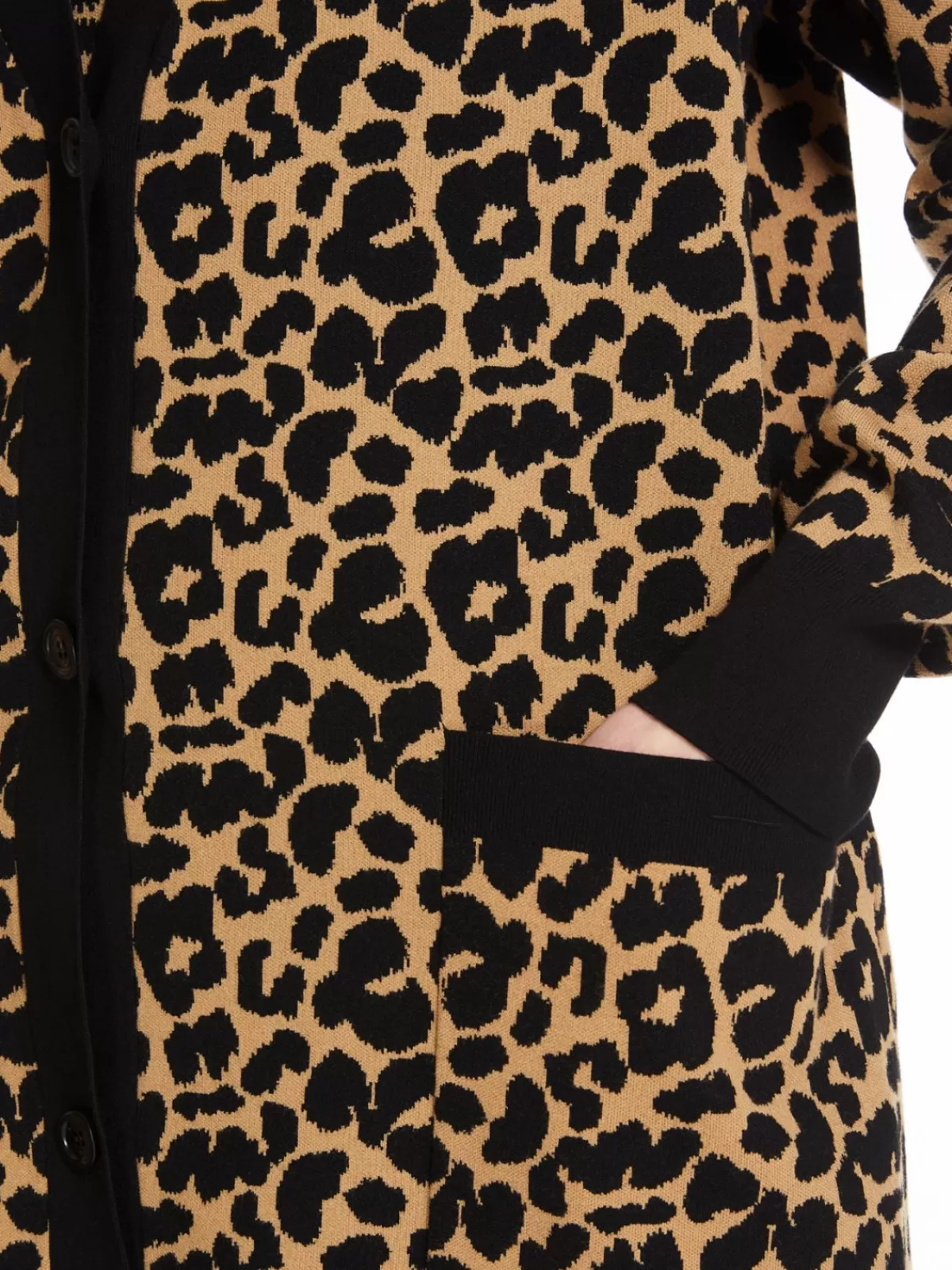 Cardigán de punto Max Mara en tejido jacquard de viscosa - Modelo clásico color negro intenso
