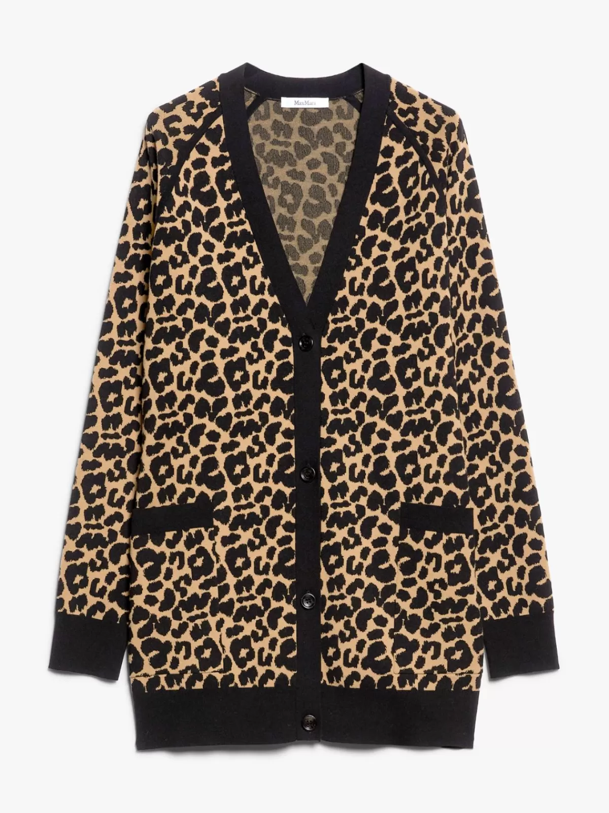 Cardigán de punto Max Mara en tejido jacquard de viscosa - Modelo clásico color negro intenso