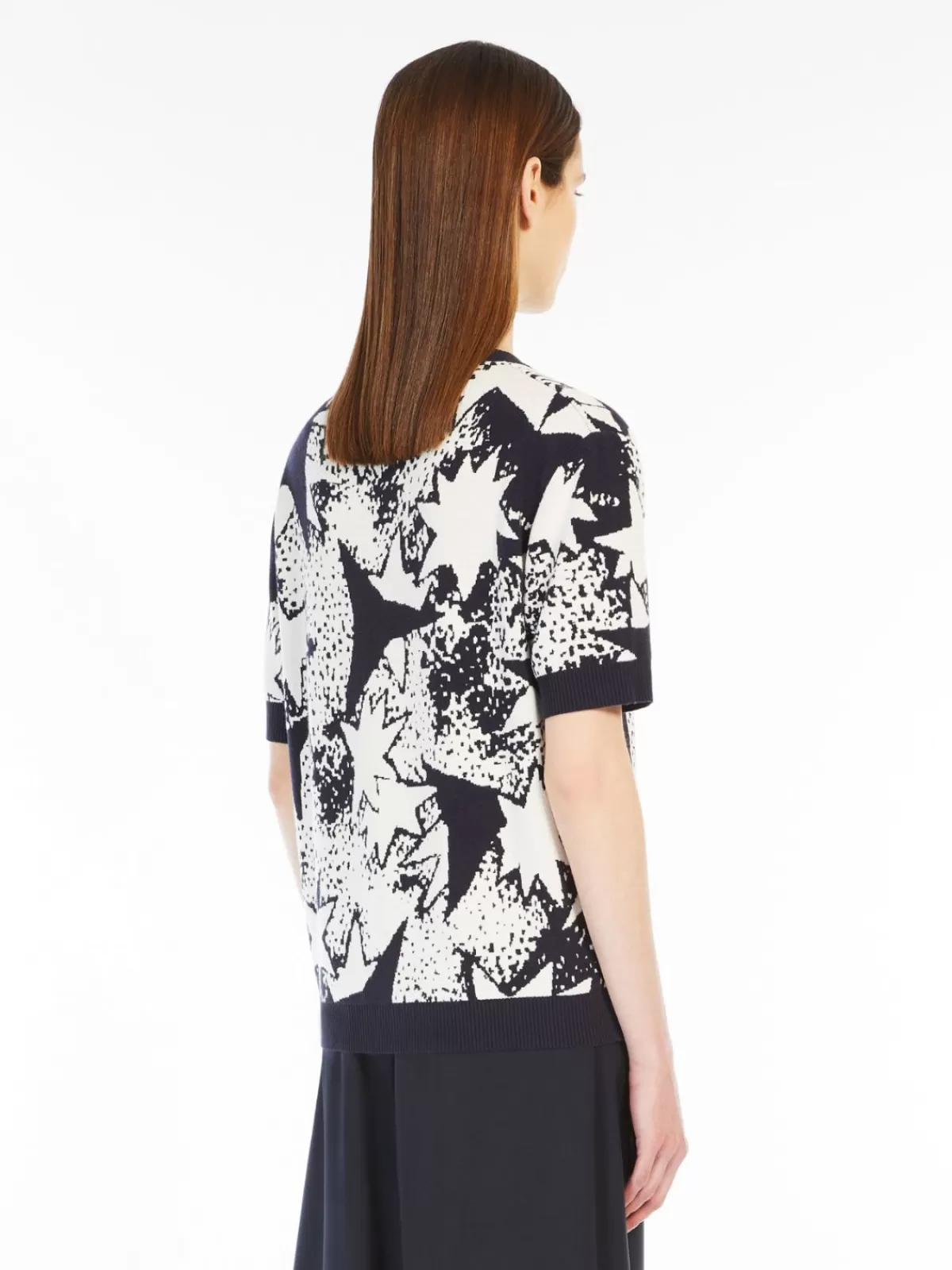 Camiseta clásica de hilo jacquard en viscosa de Max Marina - Prenda de punto suave en azul marino intenso