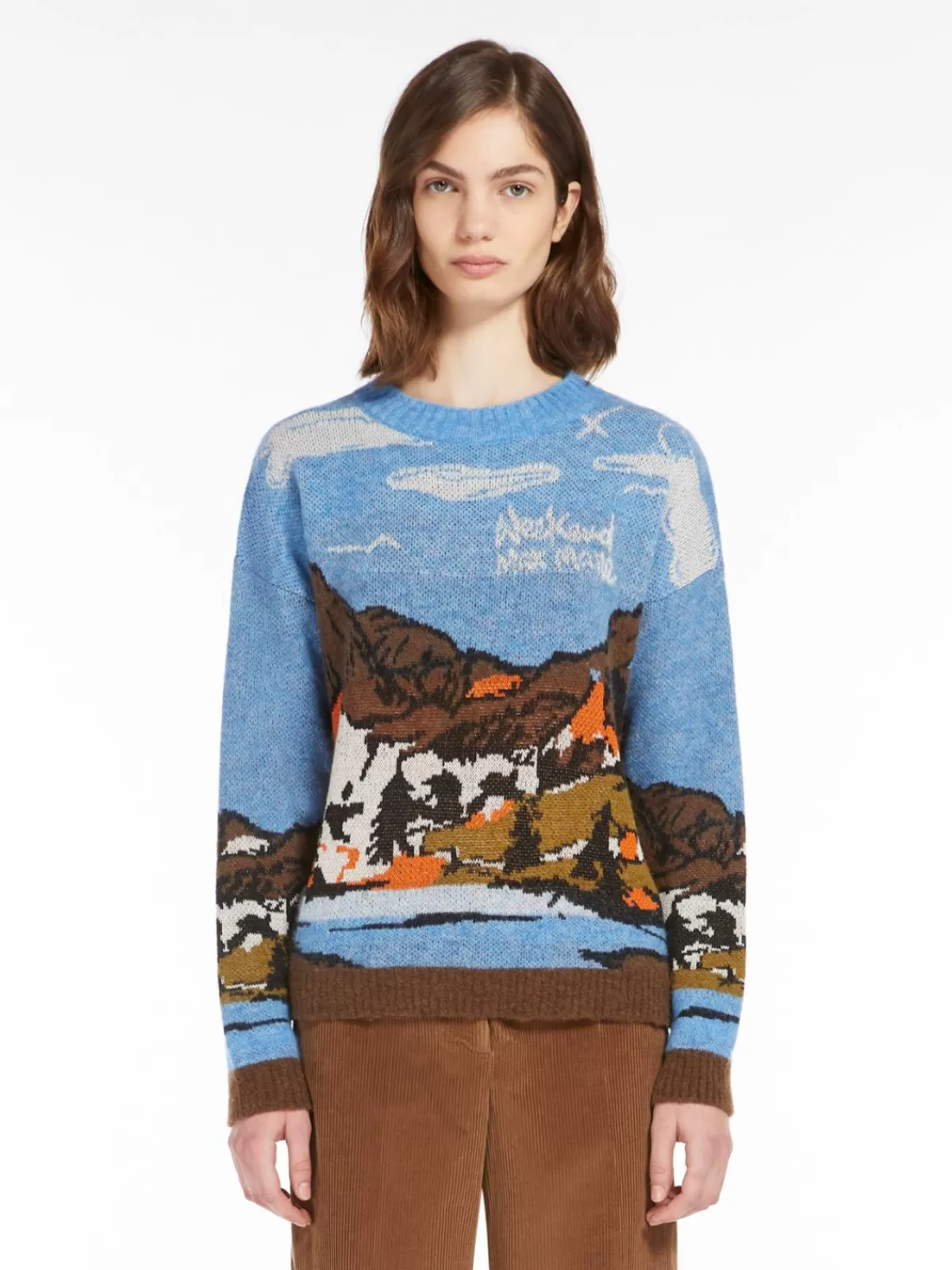 Suéter premium de lana y alpaca Max Mara - Tejido jacquard en tono mandarina, diseño acogedor de punto