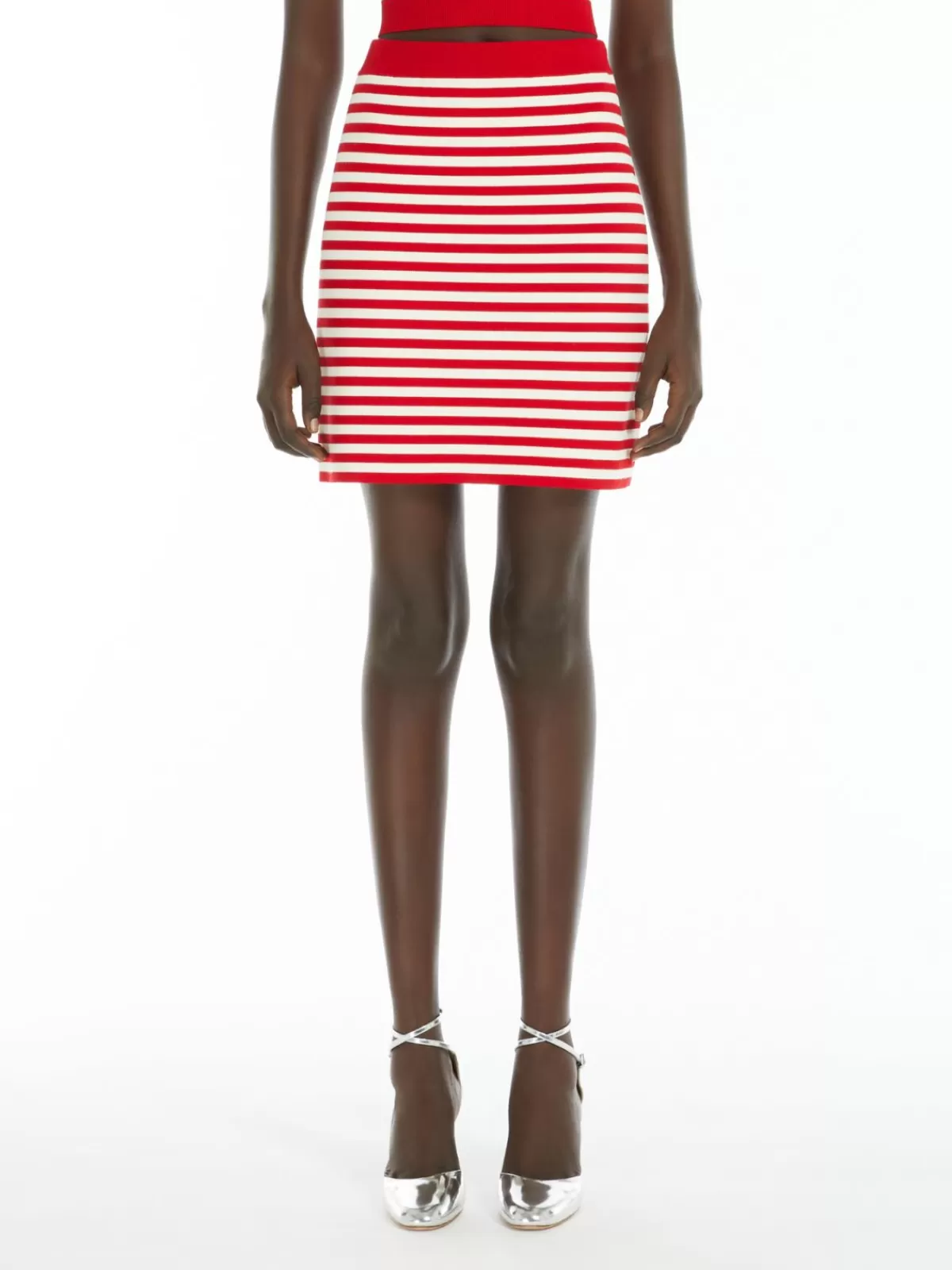 Falda corta Max Mara en rojo intenso - Tejido jacquard de hilo premium para look veraniego