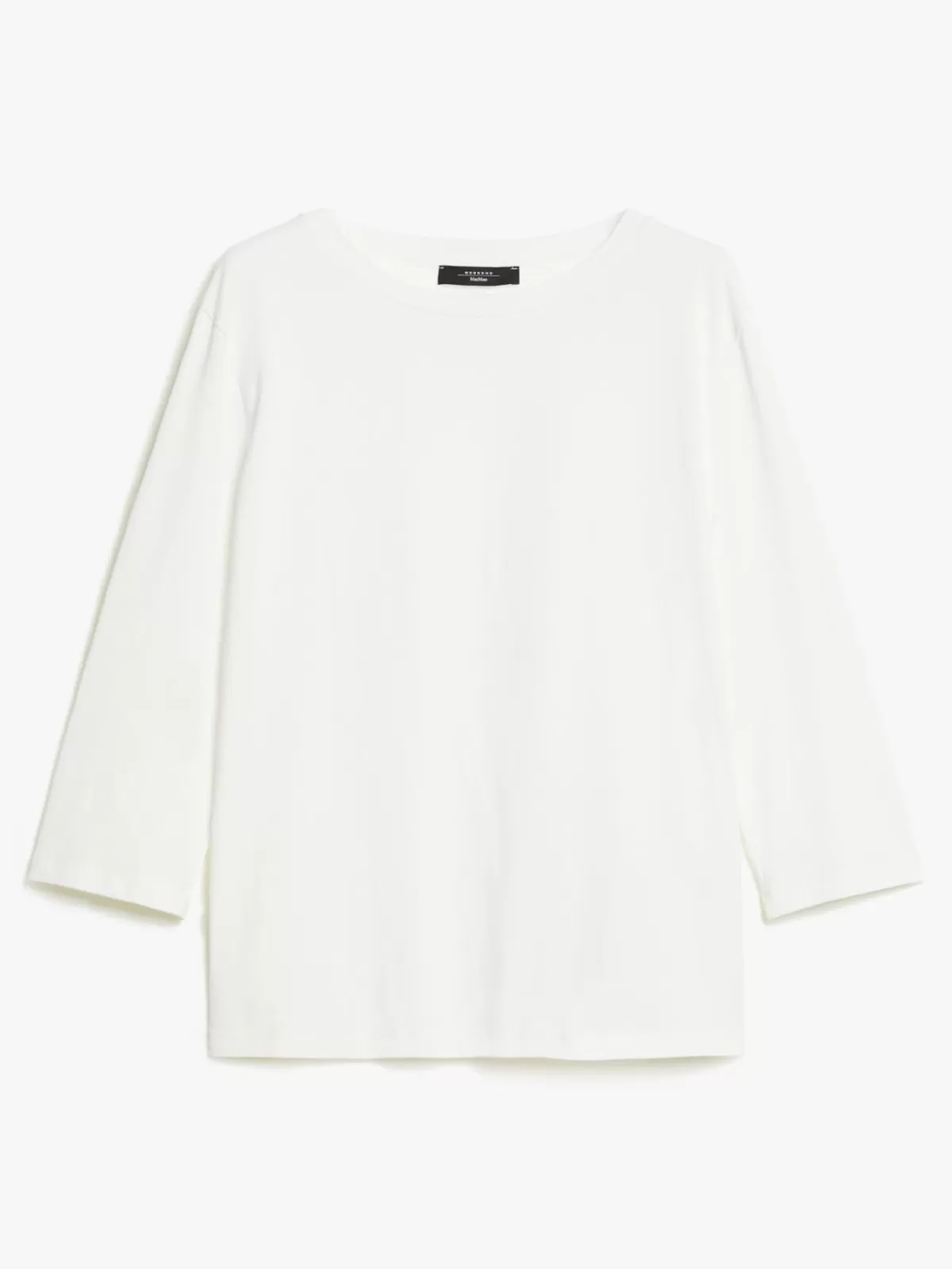 Max Mara - Camiseta Básica en Jersey de Cuello Bote - Blanco Inmaculado