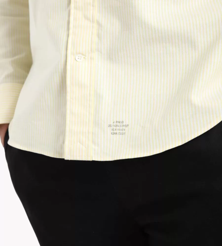 Camisa clásica J.PRESS en amarillo - Corte auténtico y cuello botonero con diseño elegante
