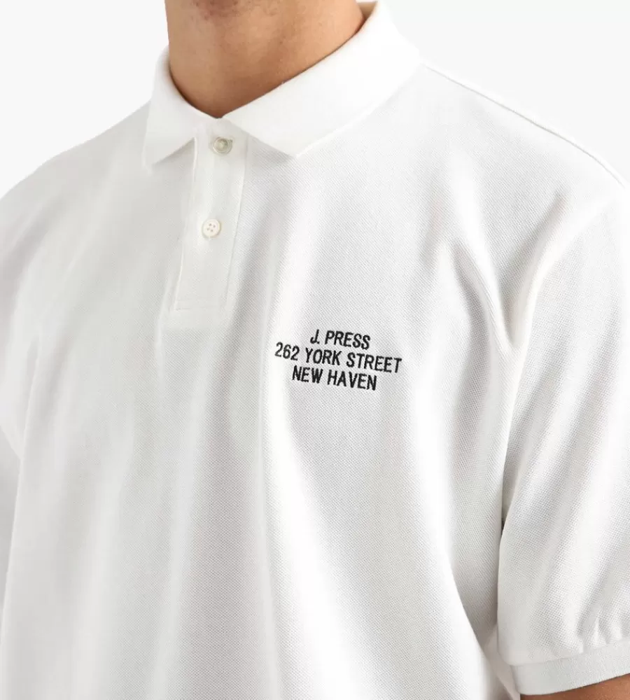 J.PRESS - Camiseta Polo Estival en Algodón Blanco Clásico para Estilo Casual