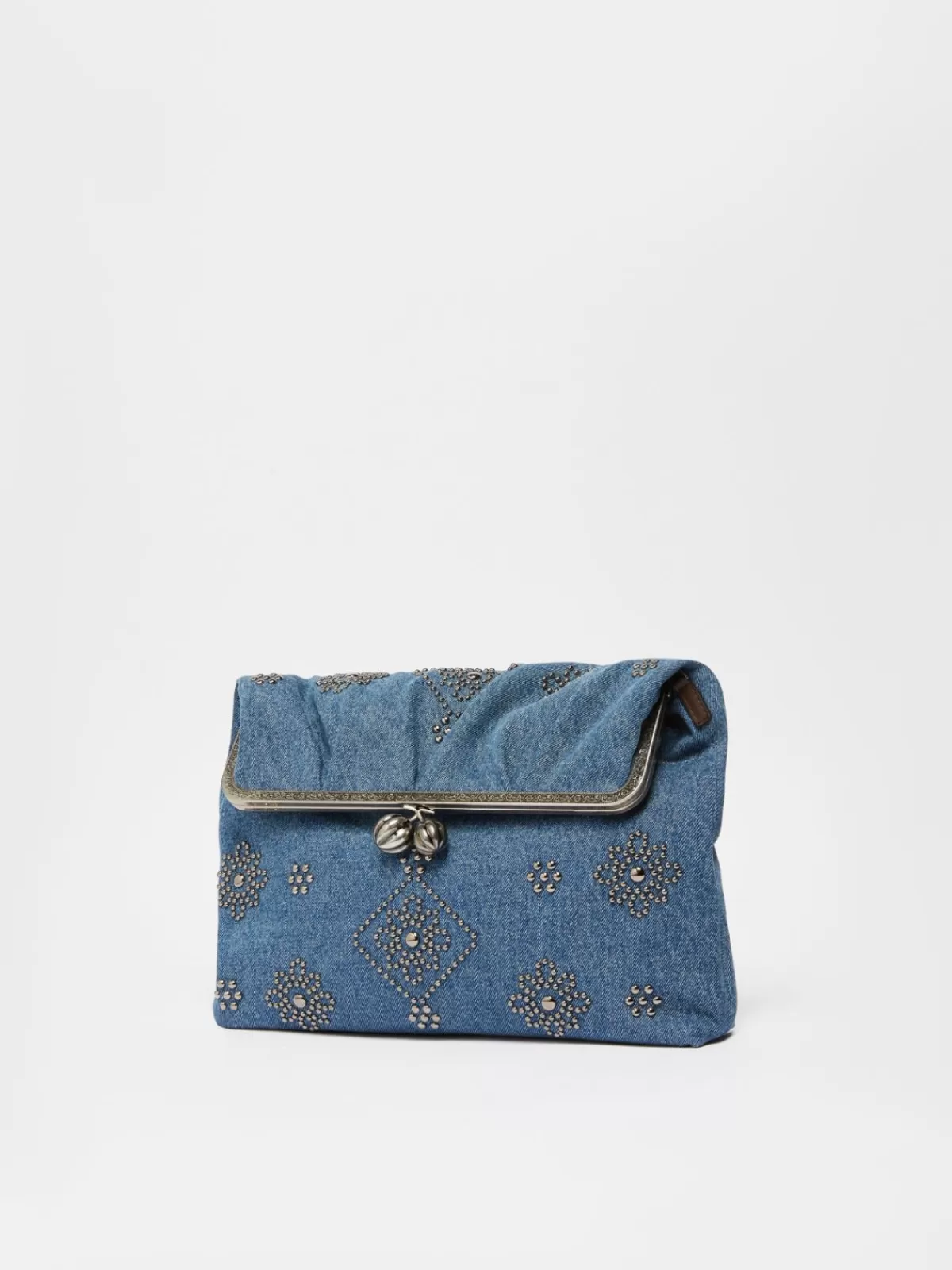 Bolso Weekend Max Mara Pasticcino Grande - Bandolera en Denim Bordado Artesanal, Diseño Clutch Casual en Azul Aciano