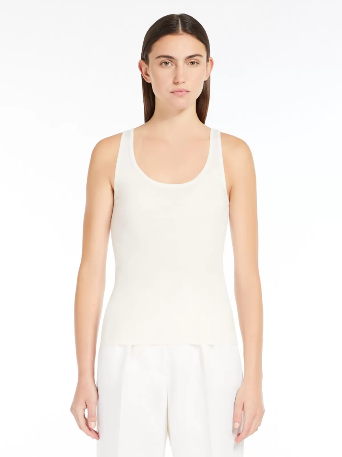 Clásico suéter Max Mara en cachemira ligera - Blanco puro para un estilo atemporal