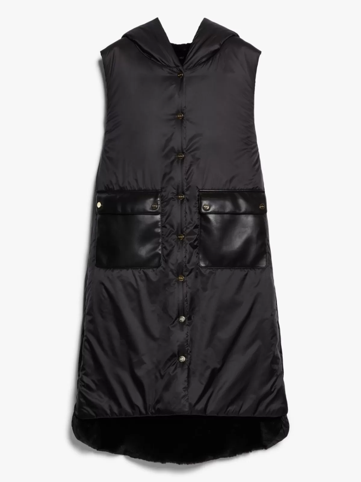 Chaleco reversible largo Max Mara en tejido impermeable – Negro clásico