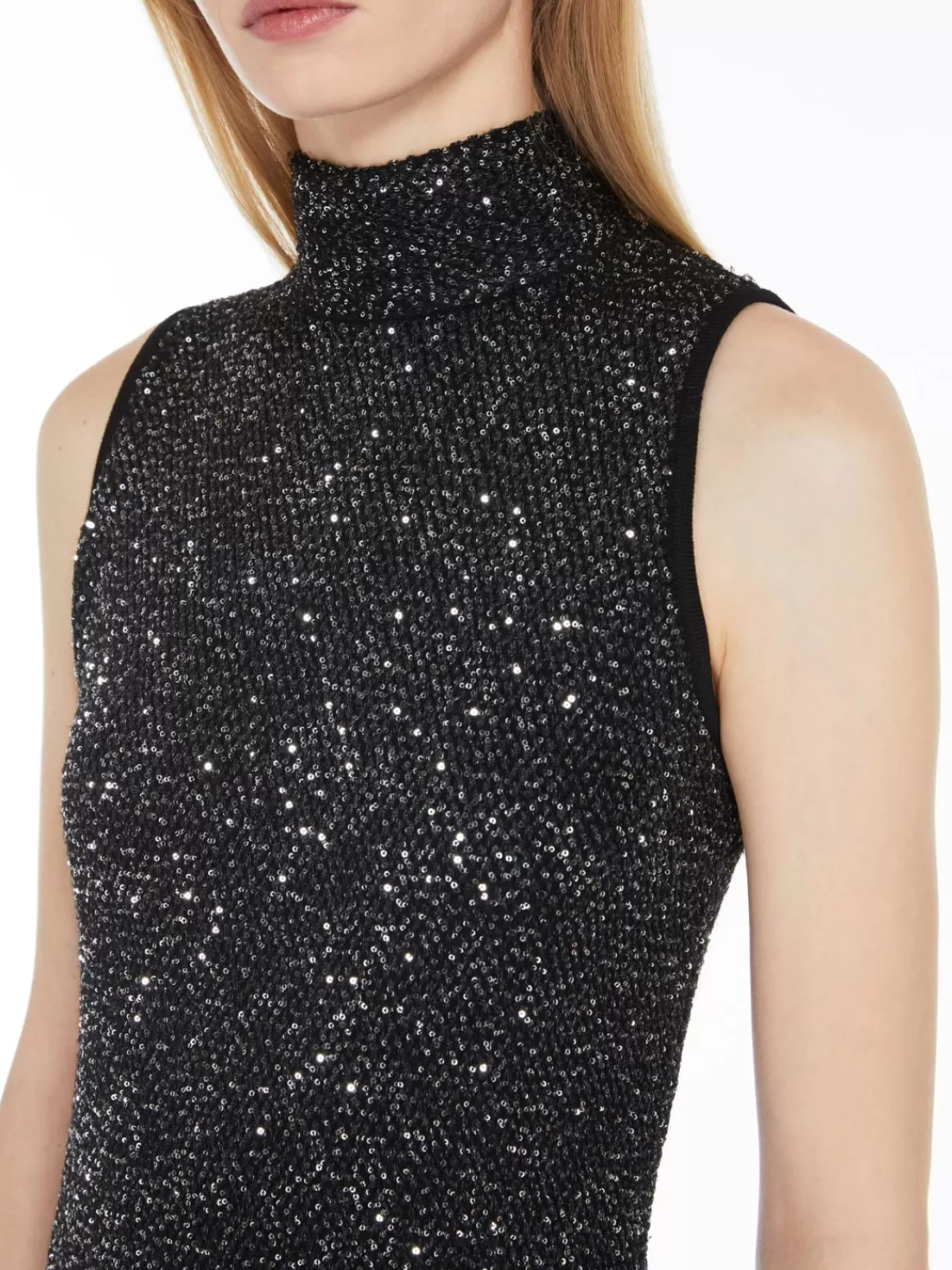 Vestido largo Max Mara para noche - Tejido viscosa con lentejuelas brillantes en tonos plateados, diseño elegante para destacar en eventos especiales