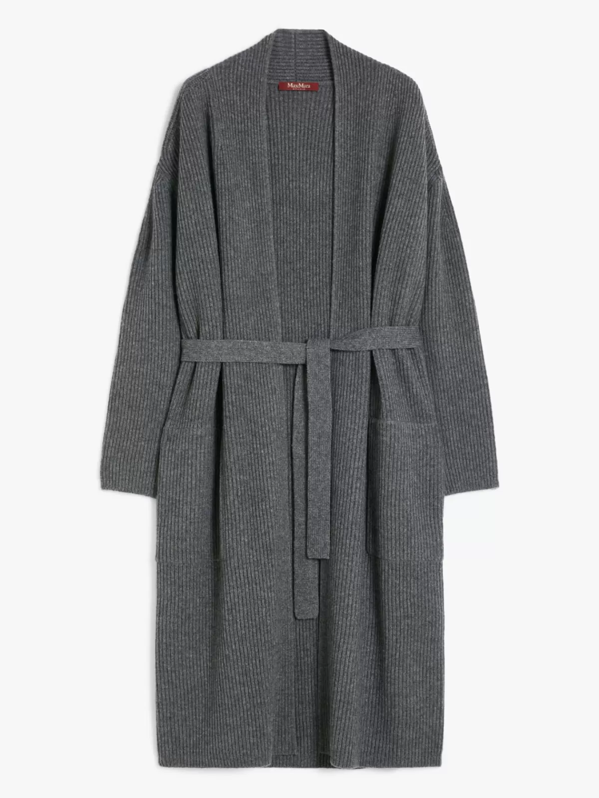 Cárdigan invernal Max Mara - Largo acogedor en suave mezcla de lana y cachemir, tono gris neutro para looks versátiles