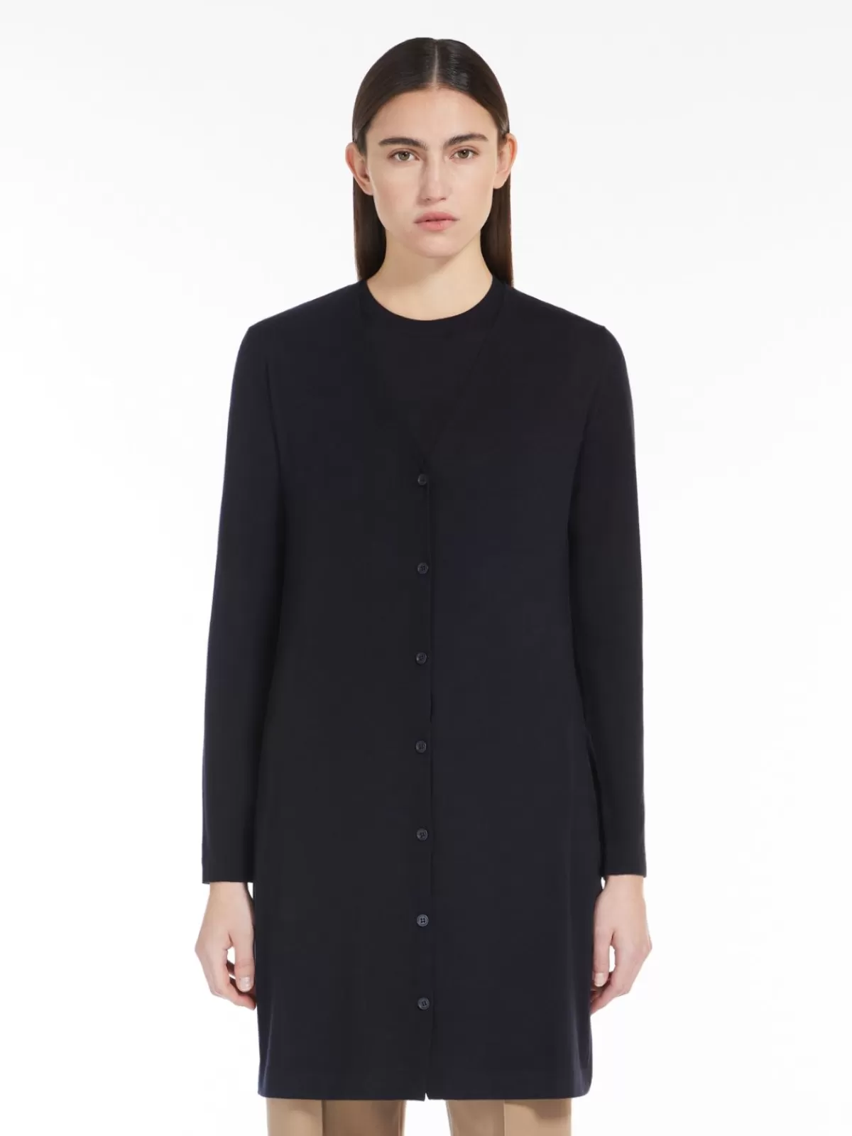 Cárdigan Max Mara de lana suave - Abrigo acogedor de tejido largo en azul ultramar, diseño elegante para tu guardarropa