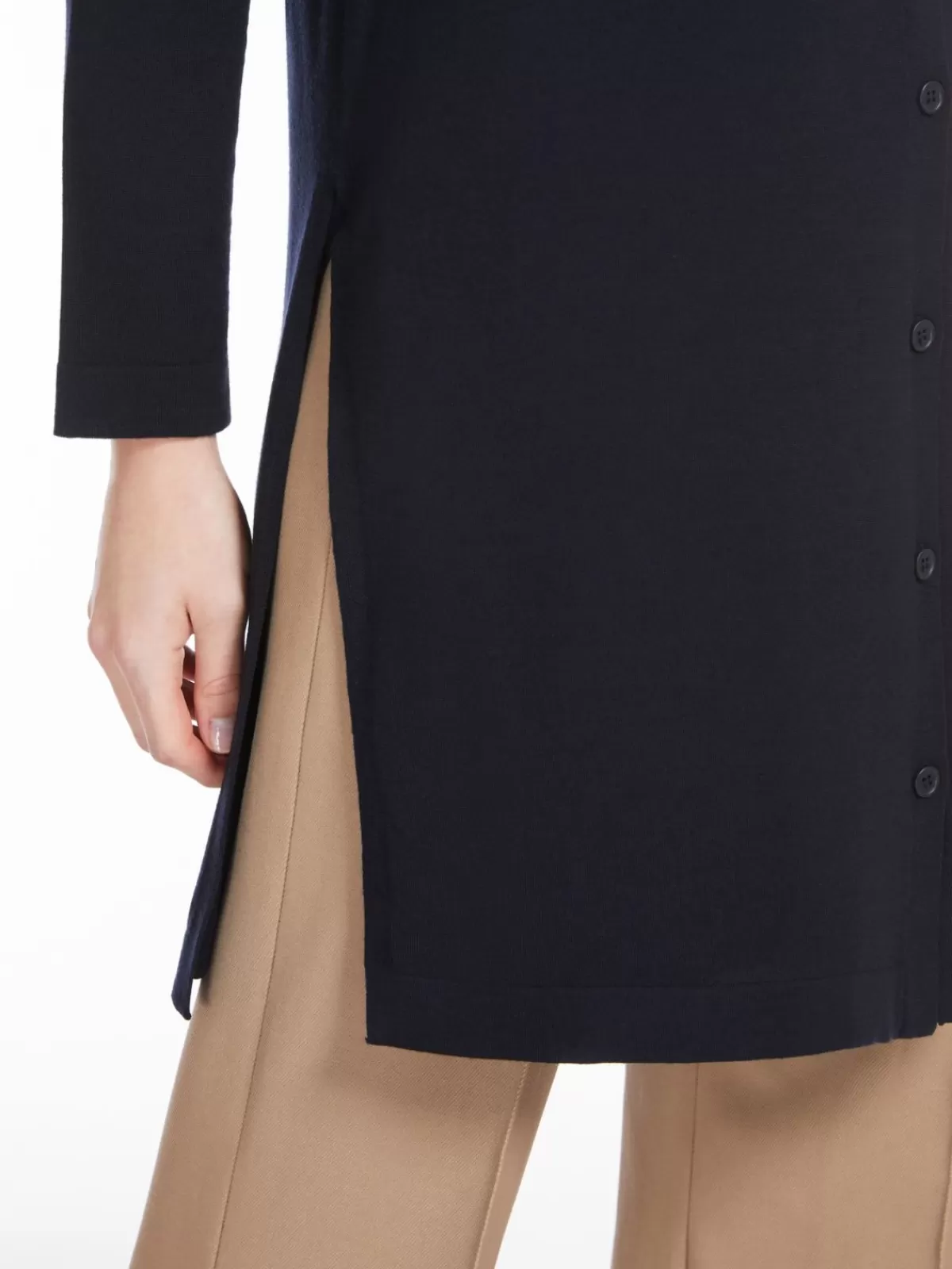 Cárdigan Max Mara de lana suave - Abrigo acogedor de tejido largo en azul ultramar, diseño elegante para tu guardarropa