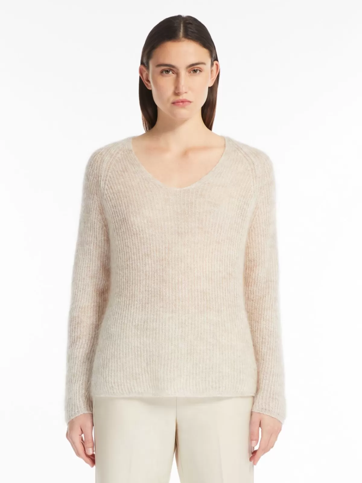 Suéter de punto Max Mara en mohair - Beige cálido para looks otoñales