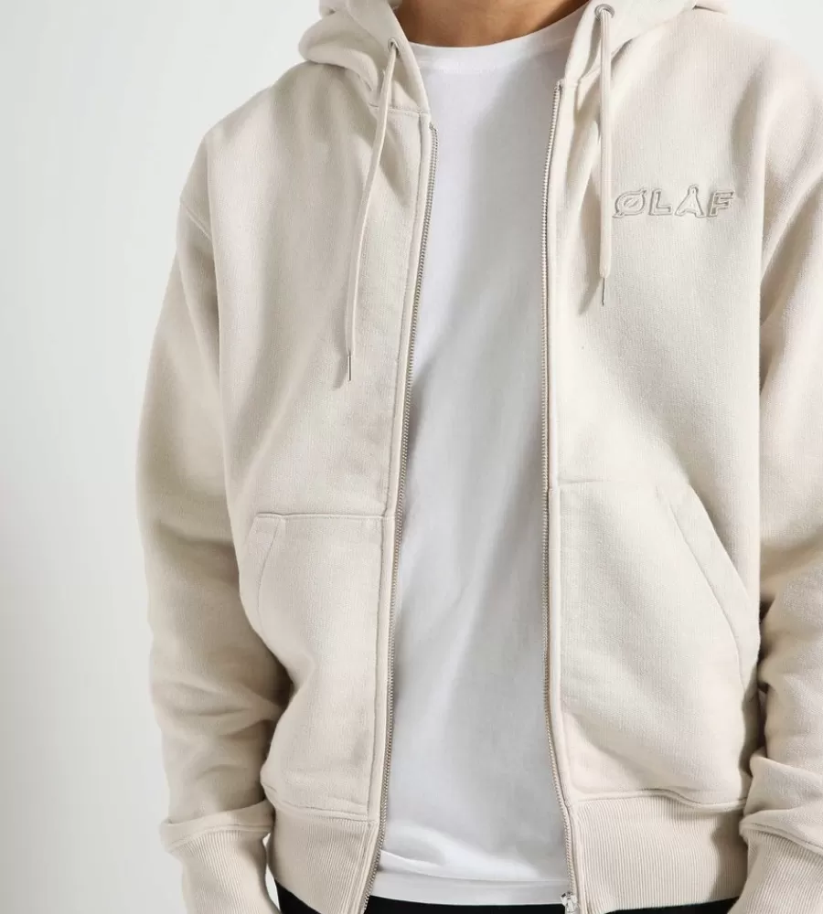 Sudadera con capota OLAF Studio – Cierre completo en gris cemento, tejido premium de alta densidad