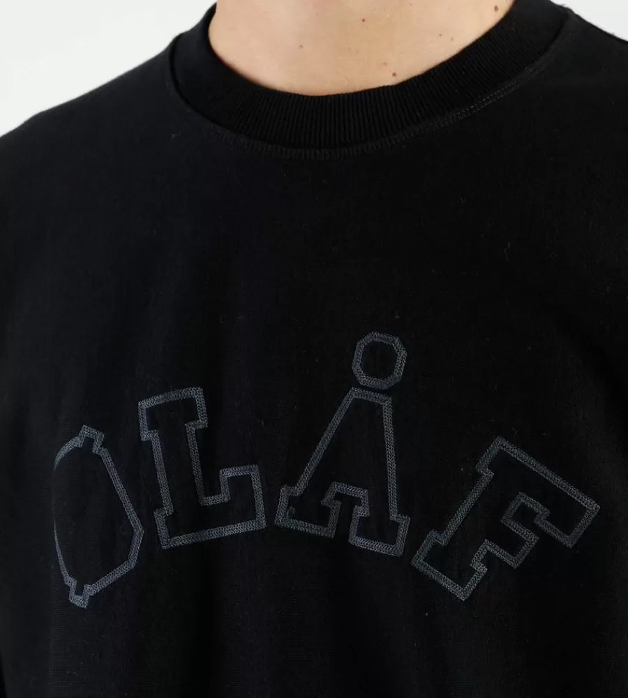 OLAF Sudadera Universitaria de Cuello Redondo en Negro Clásico