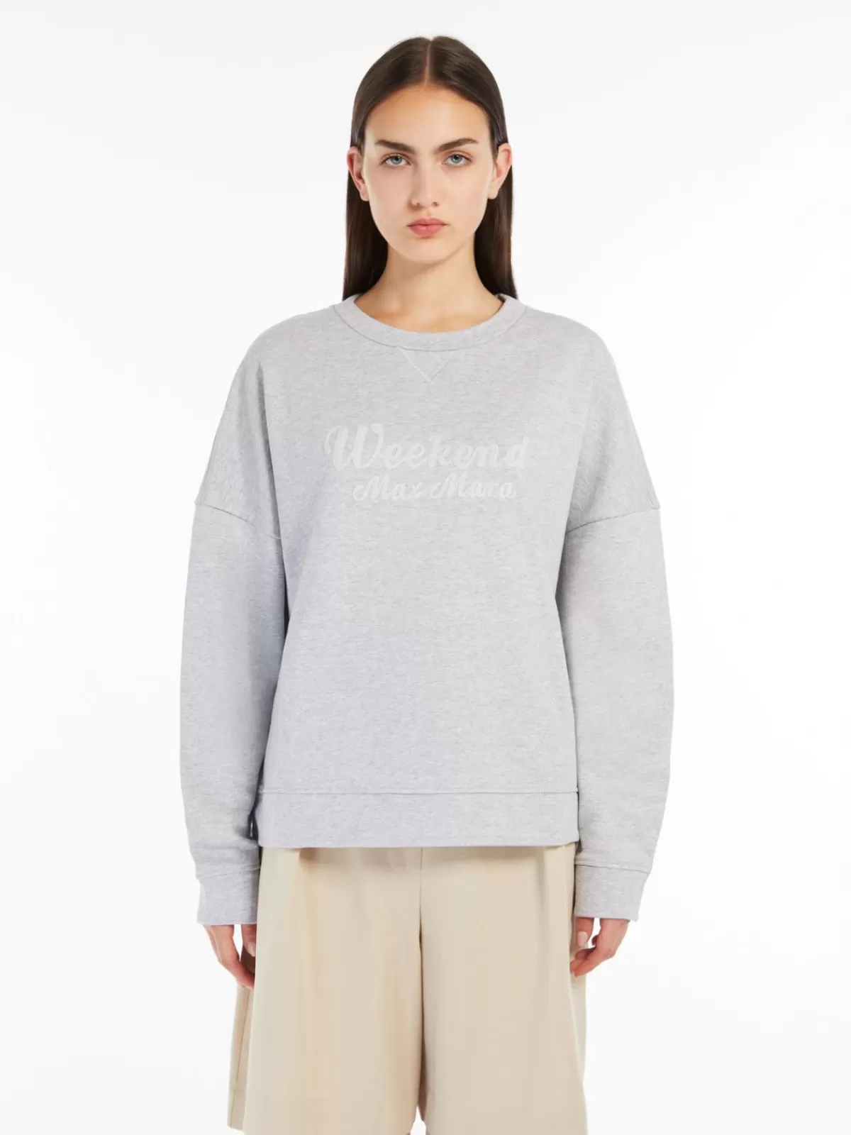 Sudadera oversize Max Mara en algodón premium - Gris ceniza claro para estilo casual chic