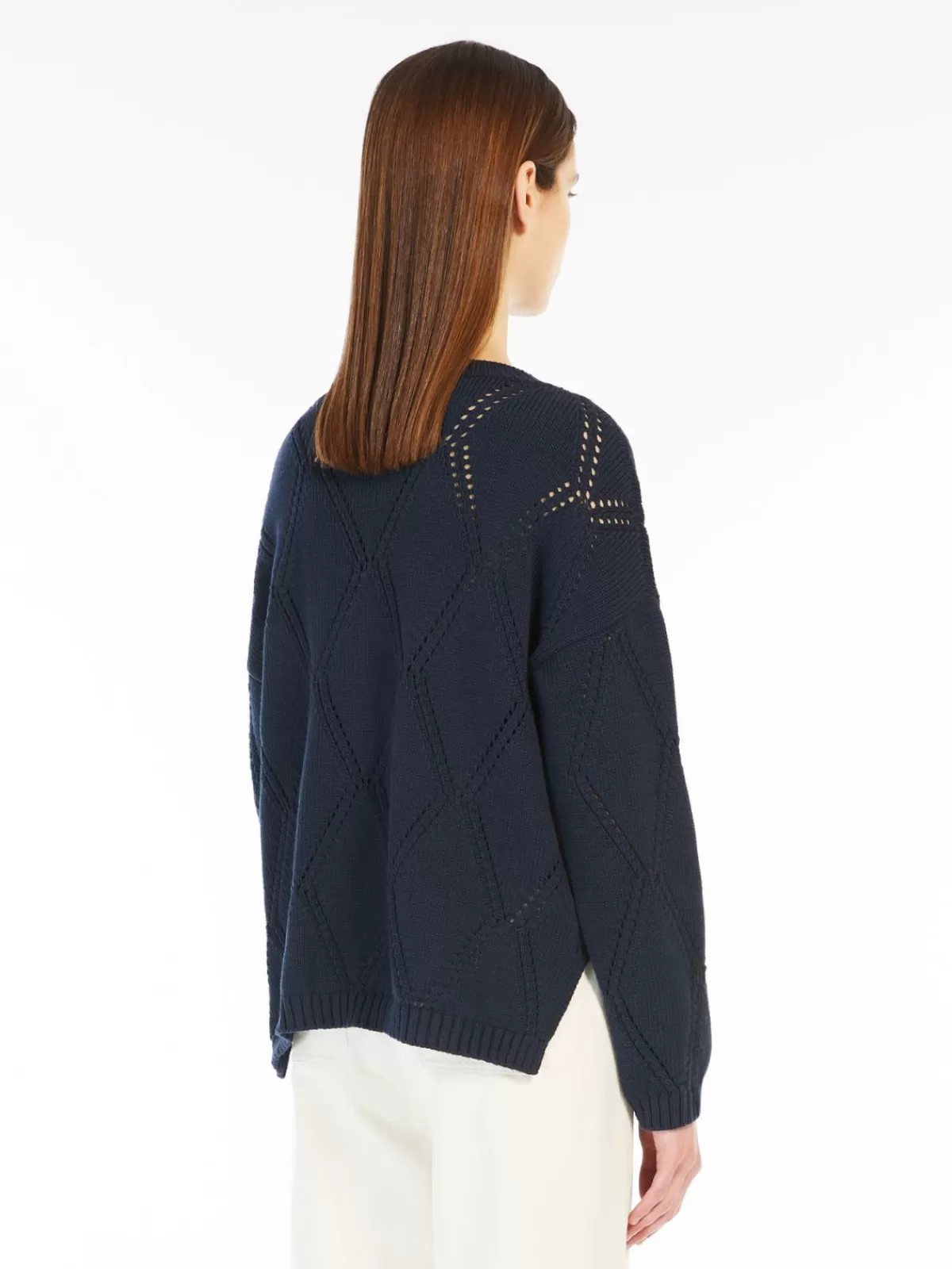 Sudadera oversize de algodón con tejido diamante Max Mara - Azul marino intenso para looks relajados