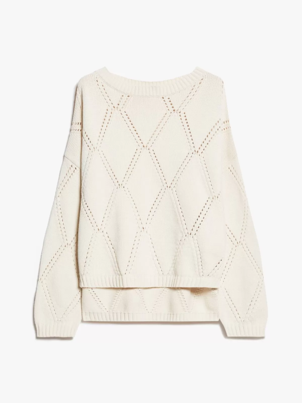 Jersey Max Mara holgado en algodón premium - diseño de punto diamante con textura acanalada en tono crudo natural