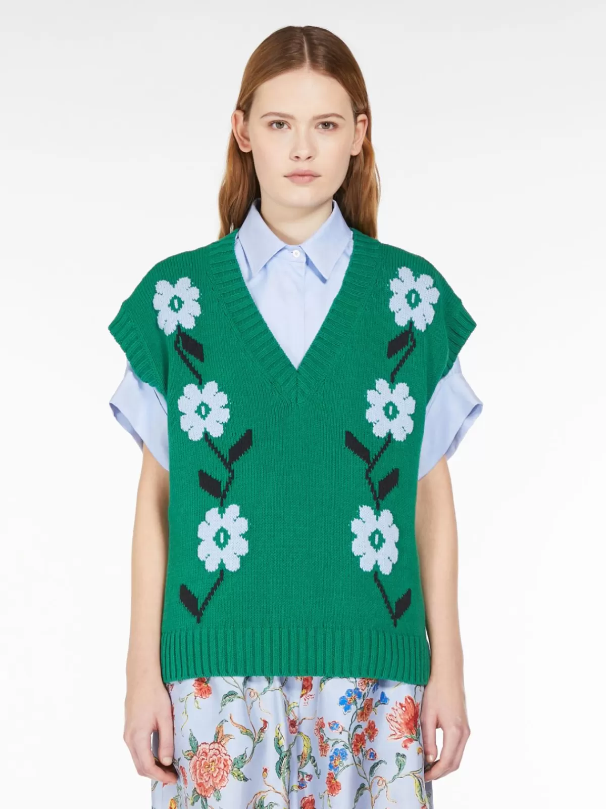 Chaleco oversize de algodón con incrustaciones Max Mara - Verde bosque