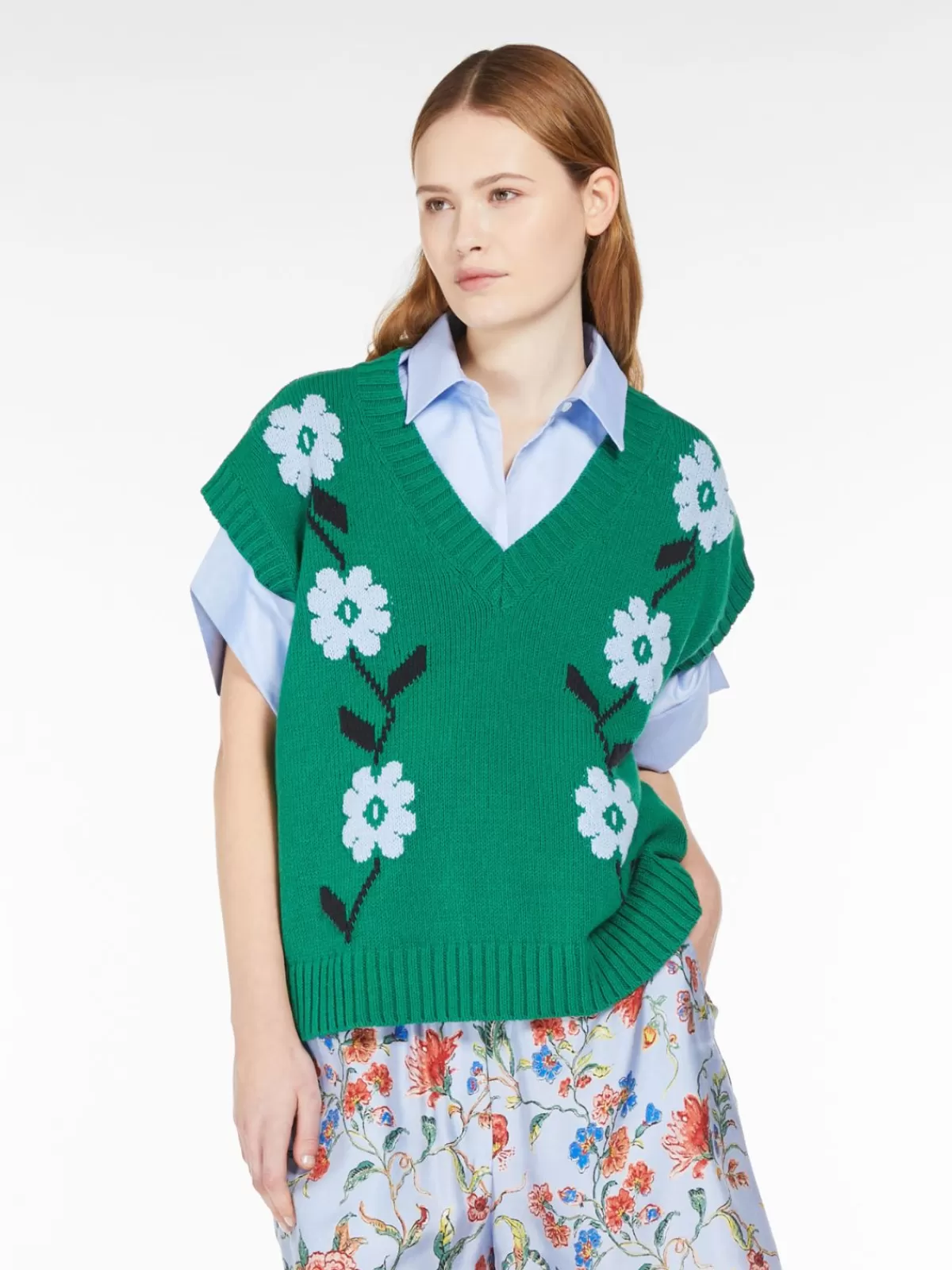 Chaleco oversize de algodón con incrustaciones Max Mara - Verde bosque