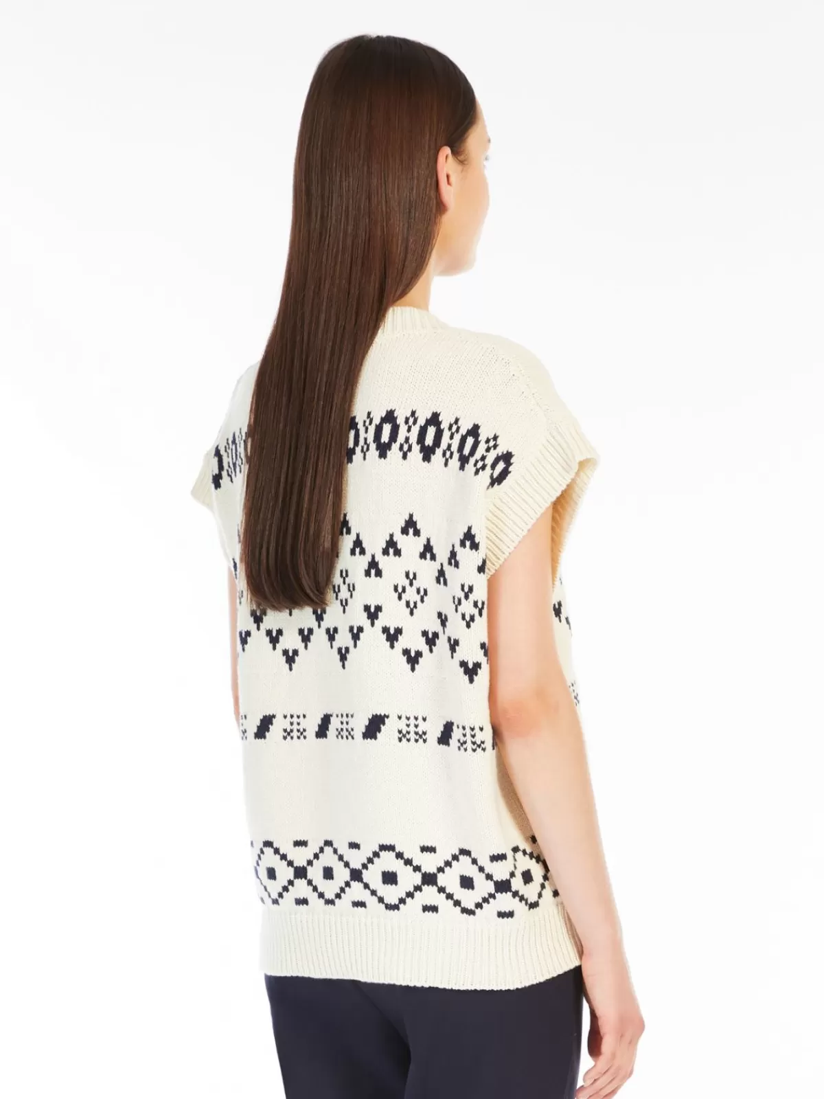 Max Mara - Chaleco oversize de algodón jacquard con diseño premium en tono negro intenso