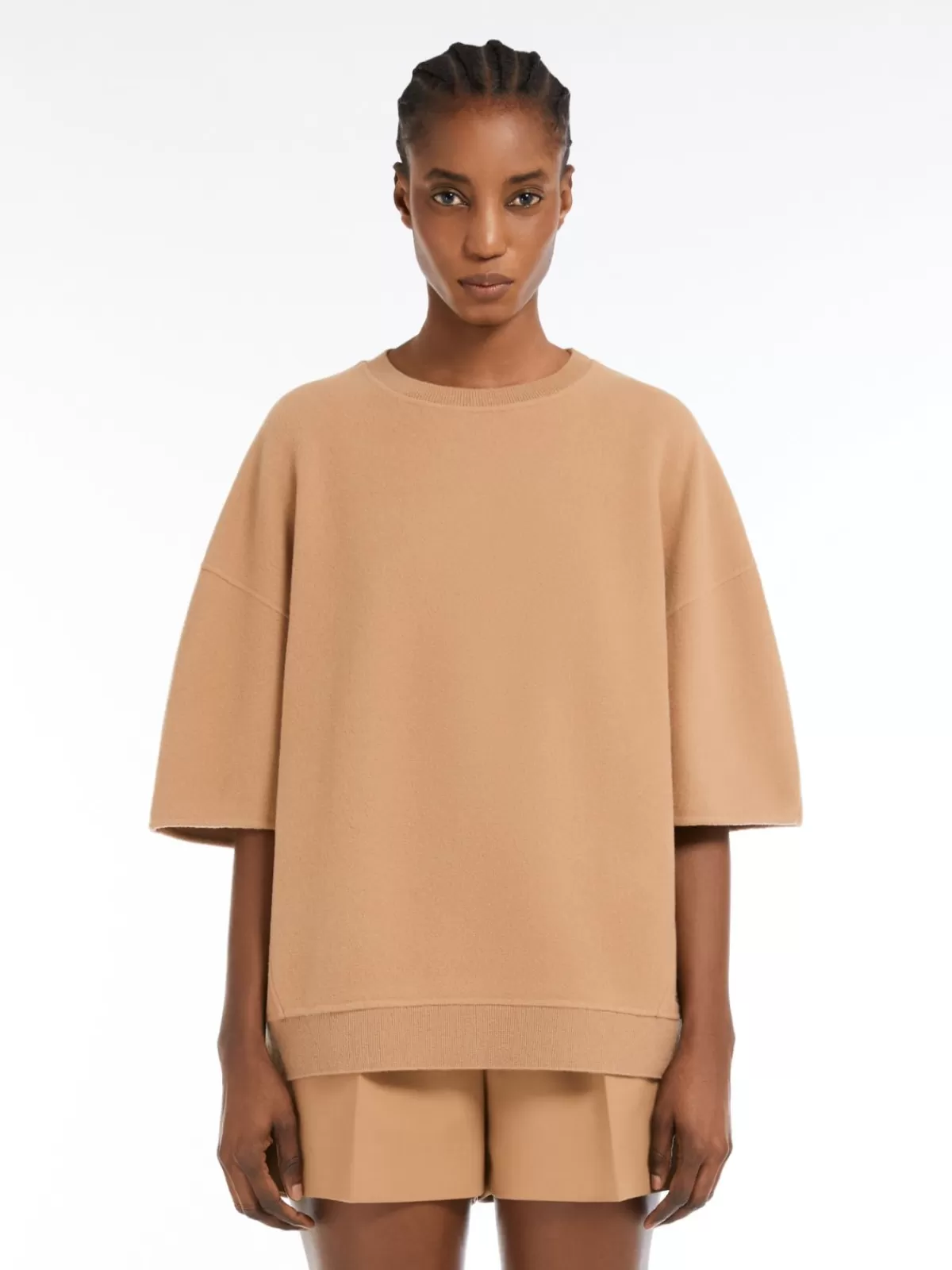 Sudadera oversize de Max Mara en punto suave - Beige arena para un estilo relajado