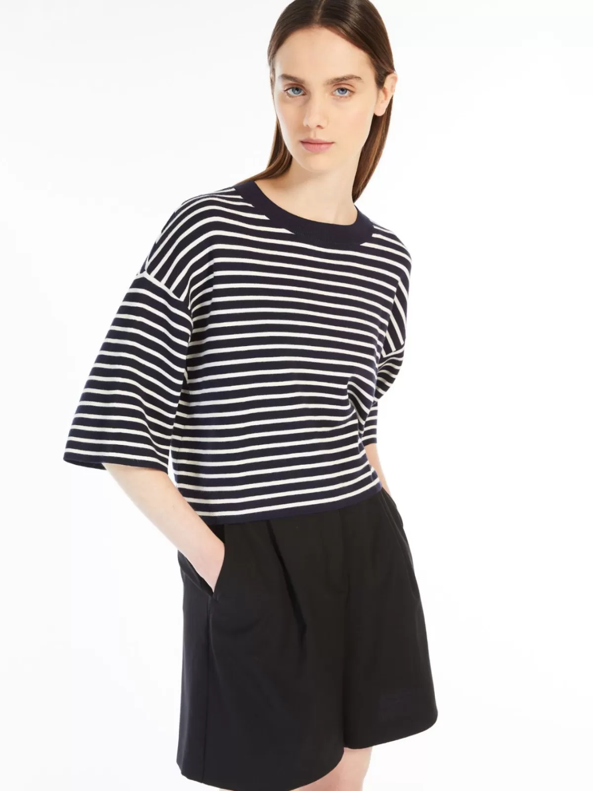 Jersey oversize de viscosa elástica Max Mara - Azul Marino confort