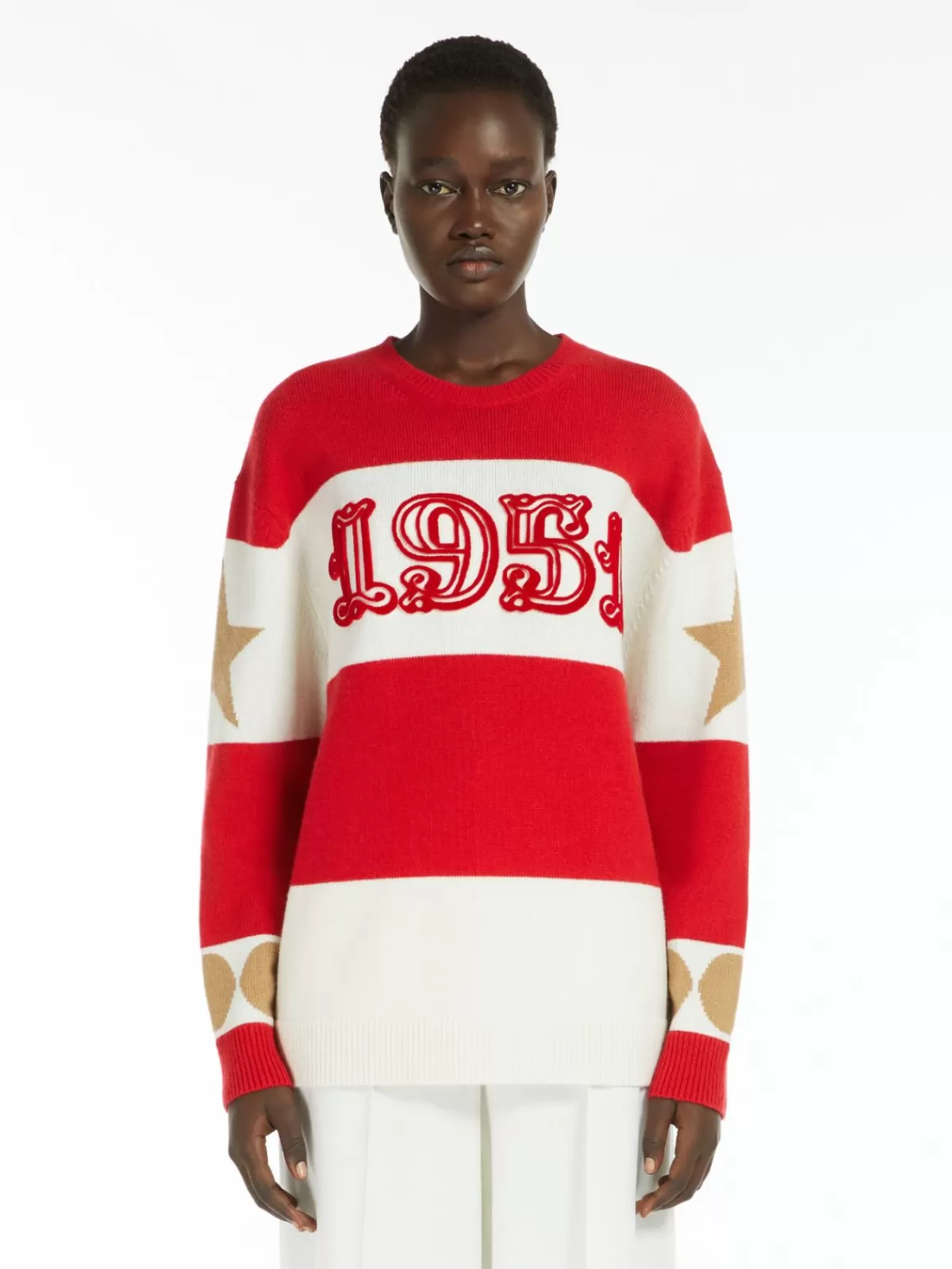 Suéter holgado Max Mara en lana y cachemira color rojo intenso - Prenda de invierno acogedora con diseño oversized