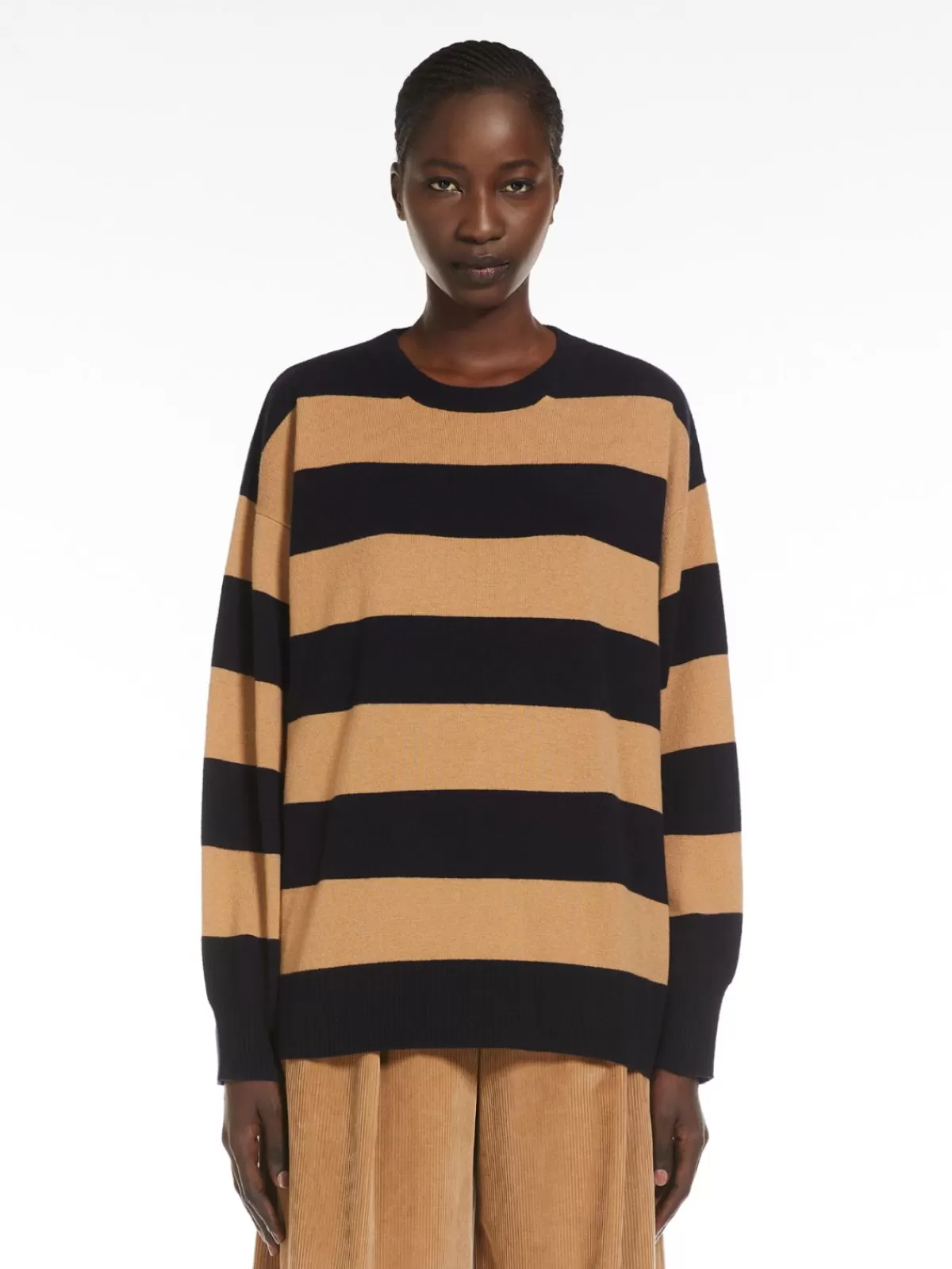 Abrigo tejido Max Mara - Suéter holgado de cuello alto en suave mezcla de lana y cachemir azul marino, diseño cómodo para invierno