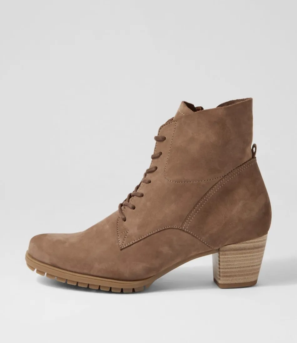 Botas de invierno para mujer GABOR en gamuza muskat con cordones elegantes - Estilo petunia