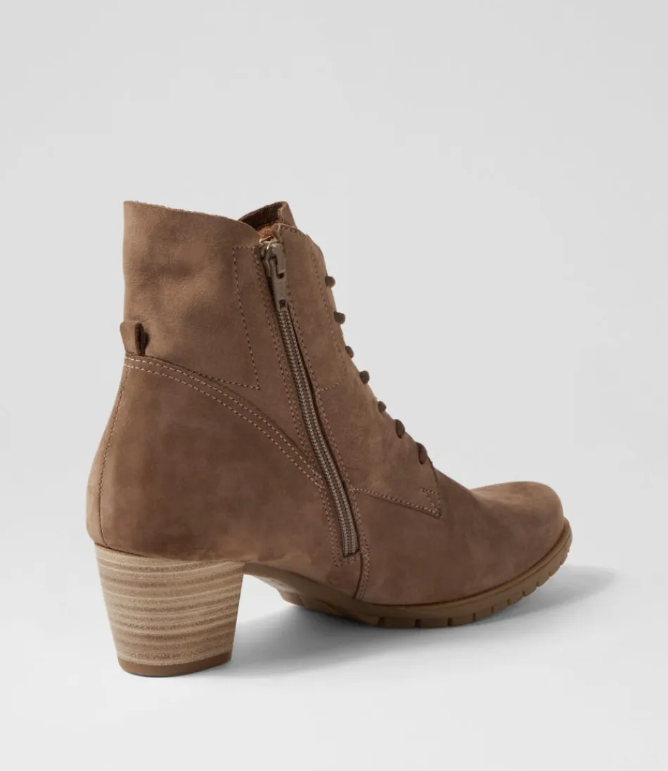 Botas de invierno para mujer GABOR en gamuza muskat con cordones elegantes - Estilo petunia