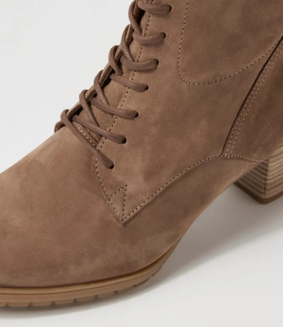 Botas de invierno para mujer GABOR en gamuza muskat con cordones elegantes - Estilo petunia