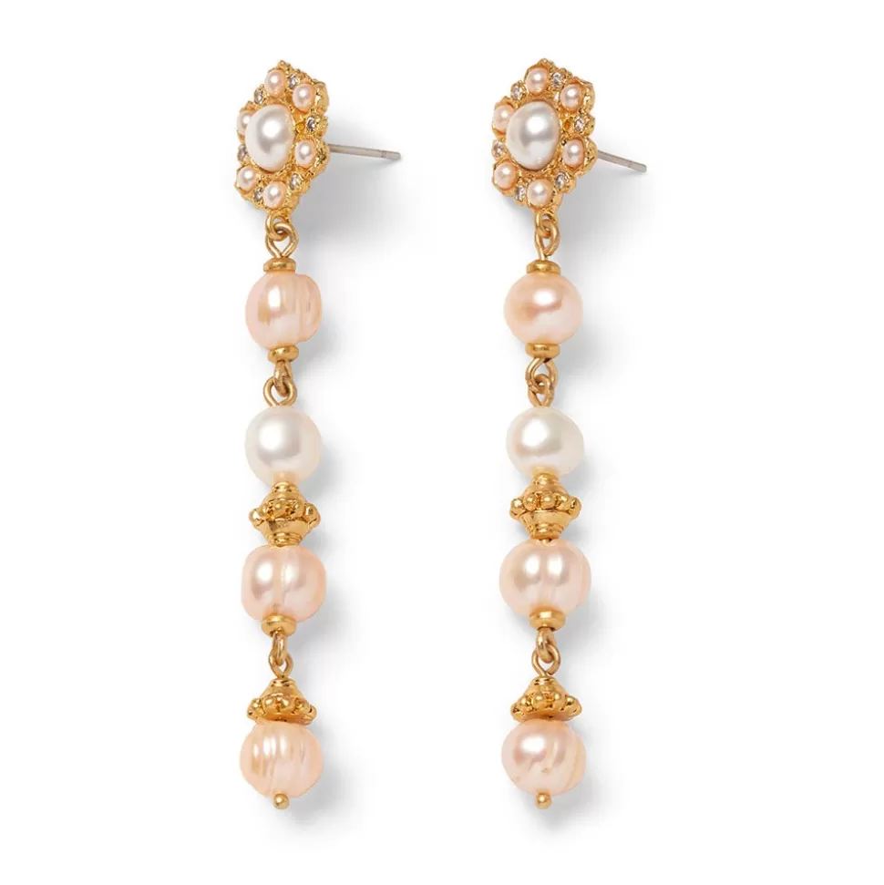 Exclusivo juego de joyería: collar de dos hebras con perlas naturales de Filipinas y pendientes lineales colgantes - Colección The Met
