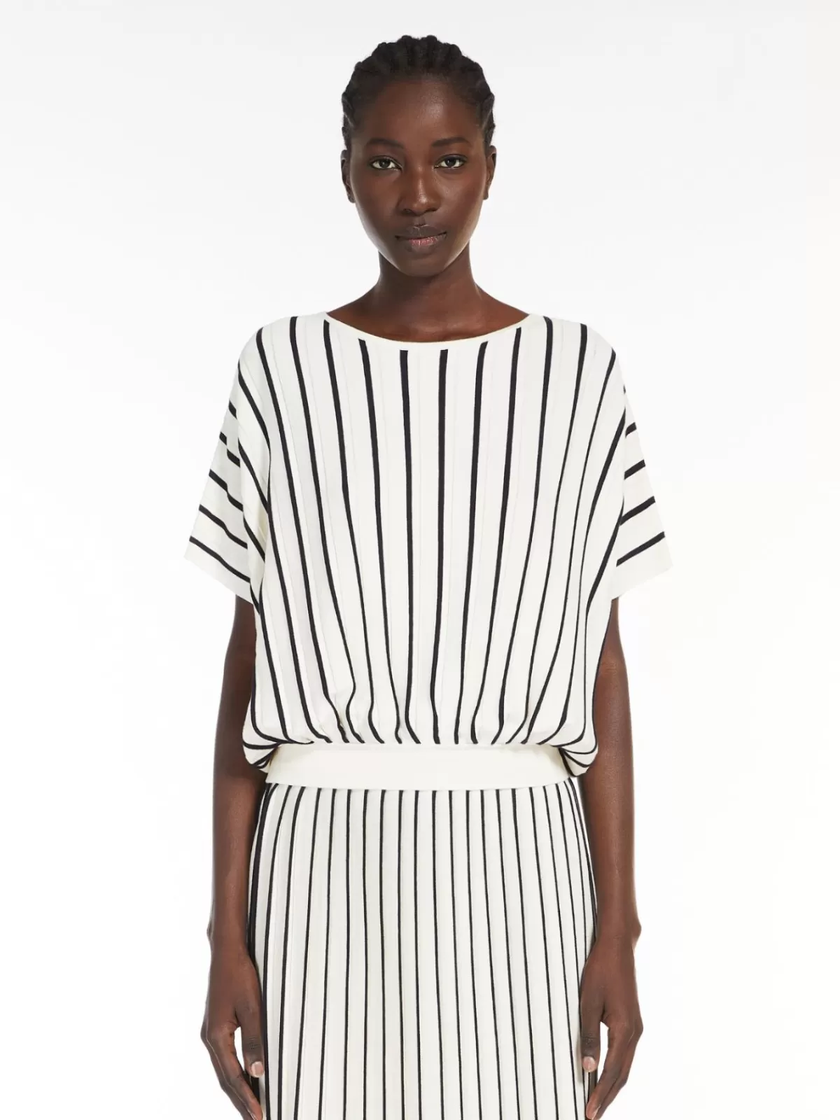 Jersey de punto con pliegues delicados en viscosa elástica - Max Mara Azul Marino