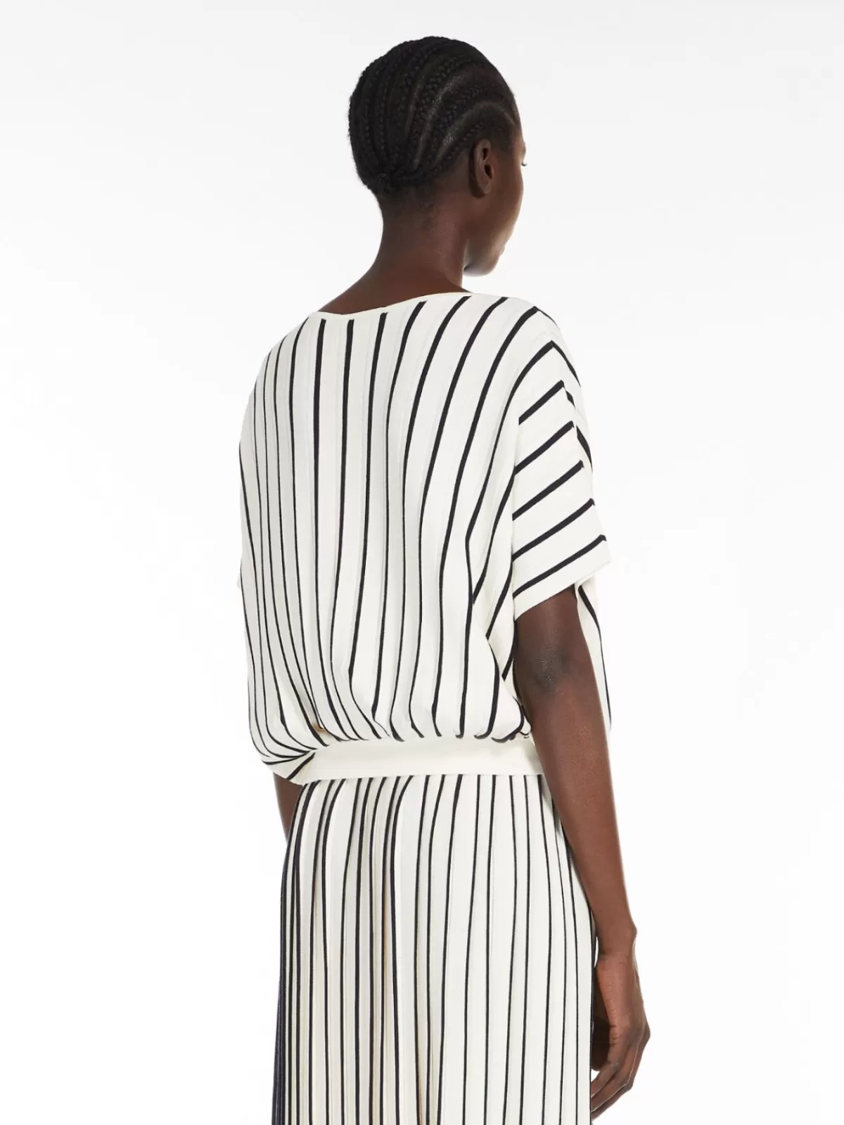 Jersey de punto con pliegues delicados en viscosa elástica - Max Mara Azul Marino