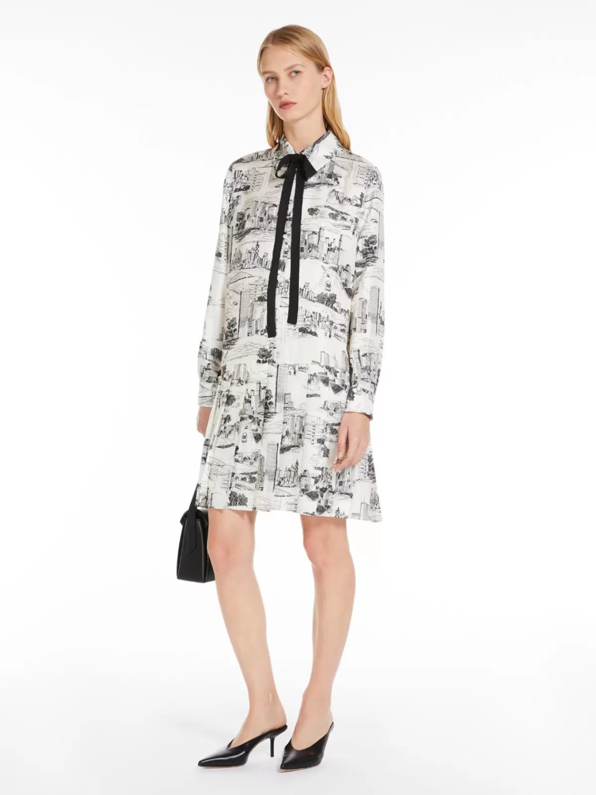 Vestido camisero elegante de Max Mara en blanco - Estampado clásico sobre tela sarga con detalles modernos