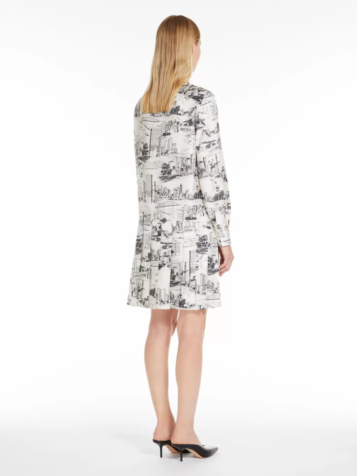 Vestido camisero elegante de Max Mara en blanco - Estampado clásico sobre tela sarga con detalles modernos