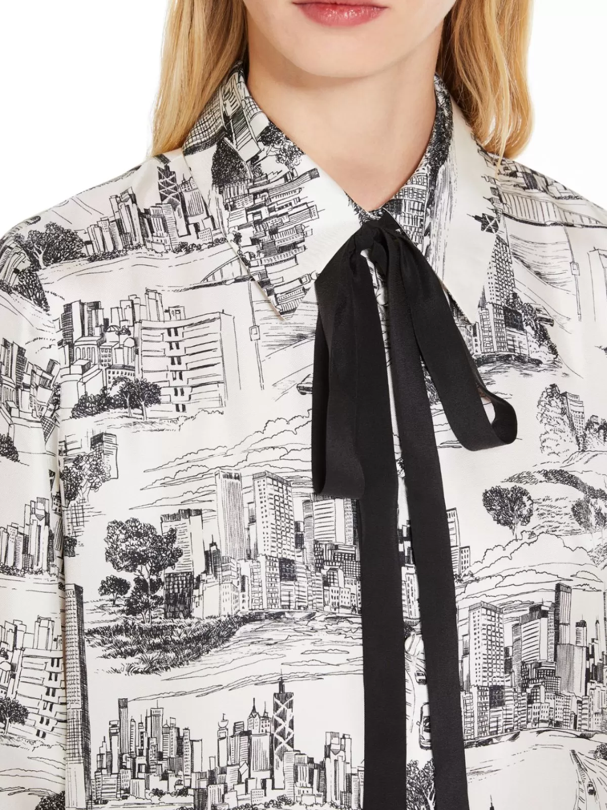 Vestido camisero elegante de Max Mara en blanco - Estampado clásico sobre tela sarga con detalles modernos