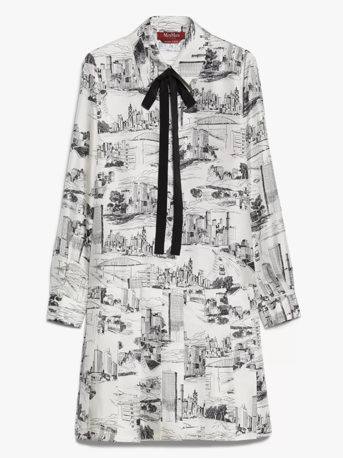 Vestido camisero elegante de Max Mara en blanco - Estampado clásico sobre tela sarga con detalles modernos