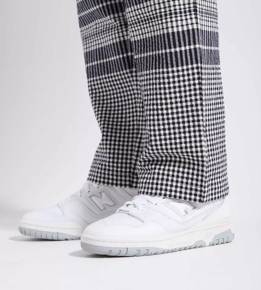 Pantalones Casuales Hombre - Tejido Ripstop Antidesgarro, Lino Fresco Azul Marino y Blanco, Corte Slim Moderno